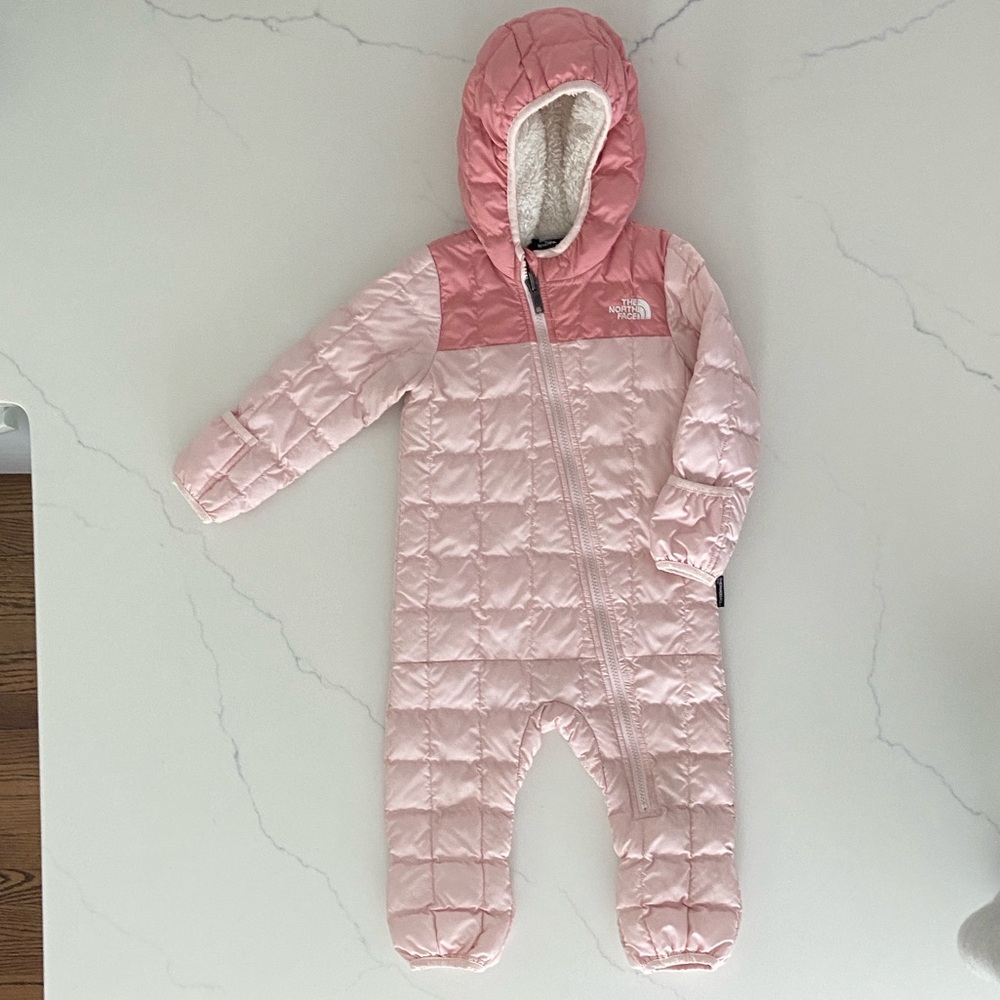 The North Face Light Pink Quilted Snowsuit